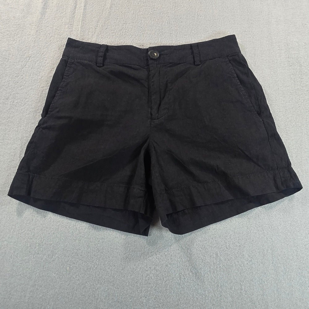 Vince Shorts Womens 4 Black Linen Blend Mid Rise Casual V827521965